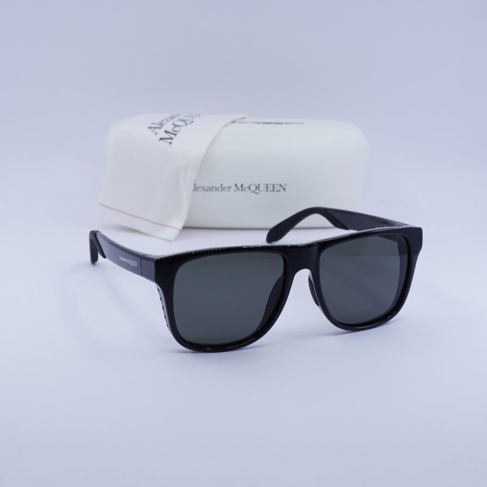 Alexander McQueen AM0292SA 001 Square Sunglasses - Black/Grey